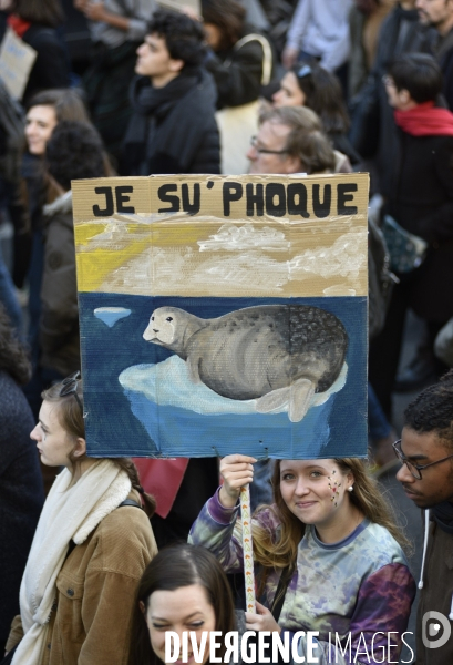 Marche du siècle pour le climat, étudiants, scolaires, enfants. March of century for climate, with youth.