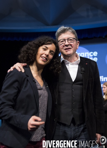 Meeting de Manon AUBRY et Jean-Luc MELENCHON pour les européennes.