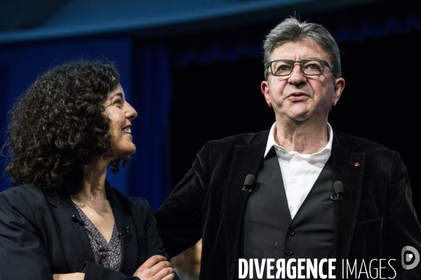 Meeting de Manon AUBRY et Jean-Luc MELENCHON pour les européennes.