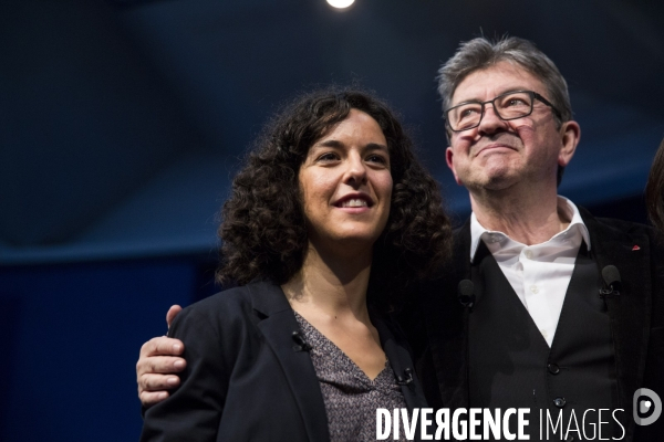 Meeting de Manon AUBRY et Jean-Luc MELENCHON pour les européennes.