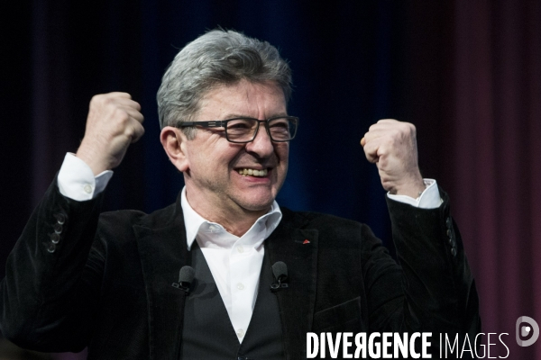 Meeting de Manon AUBRY et Jean-Luc MELENCHON pour les européennes.