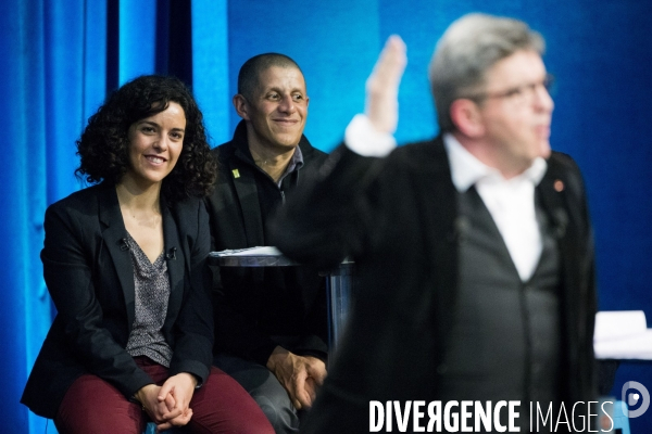 Meeting de Manon AUBRY et Jean-Luc MELENCHON pour les européennes.