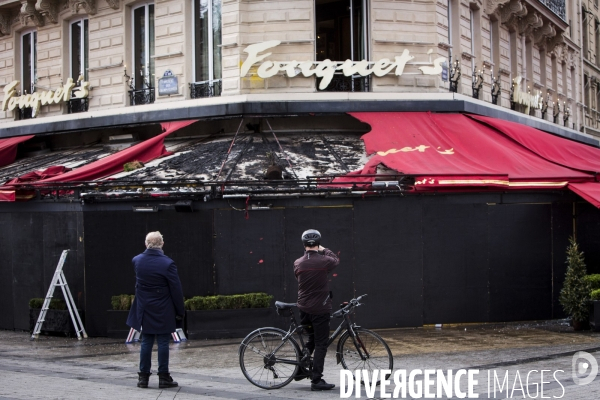 Les Champs Elysées au lendemain de la violente manifestation des gilets jaunes.