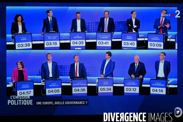 A l écran, L Emission politique. Elections européennes.