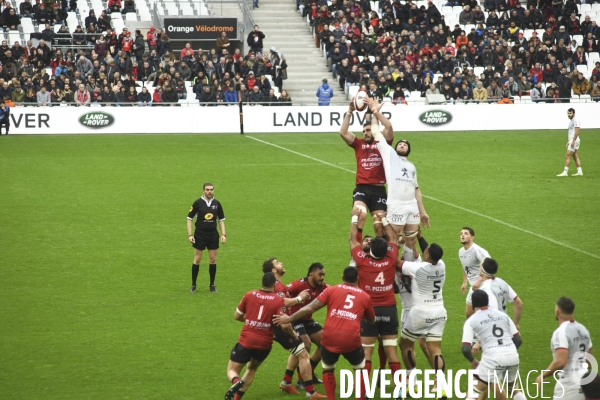 Vu des tribunes, Toulon - Toulouse de rugby au stade Vélodrome à Marseille