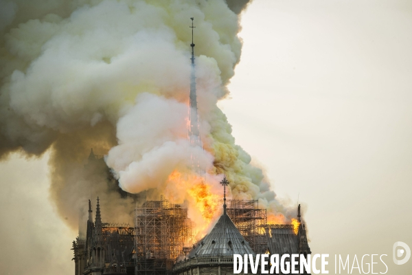 La cathédrale Notre-Dame en feu