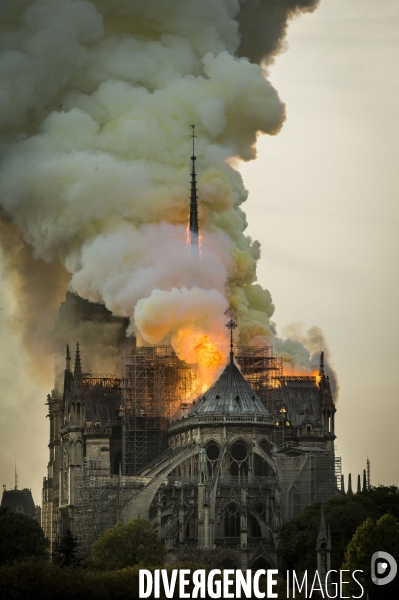 La cathédrale Notre-Dame en feu