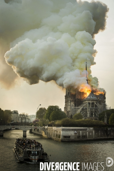 La cathédrale Notre-Dame en feu