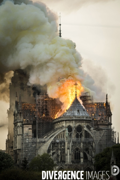 La cathédrale Notre-Dame en feu