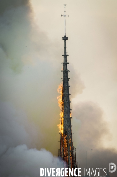 La cathédrale Notre-Dame en feu