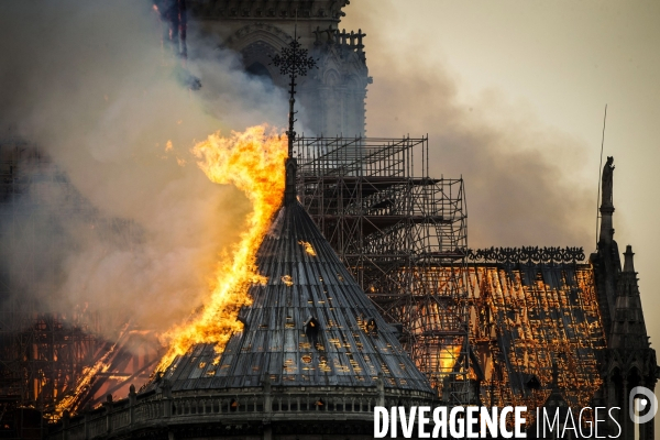 La cathédrale Notre-Dame en feu