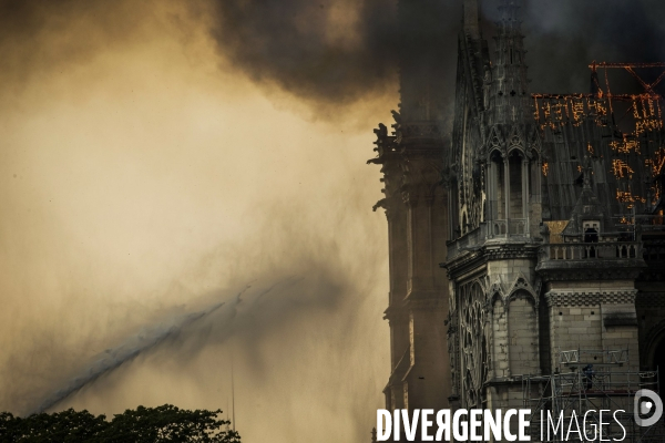 La cathédrale Notre-Dame en feu