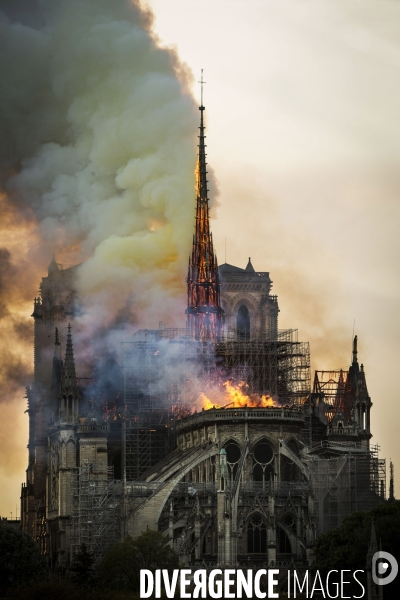 La cathédrale Notre-Dame en feu