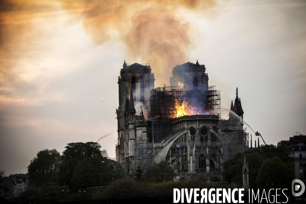 La cathédrale Notre-Dame en feu