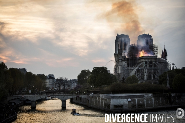 La cathédrale Notre-Dame en feu