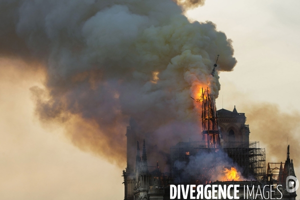 La cathédrale Notre-Dame en feu