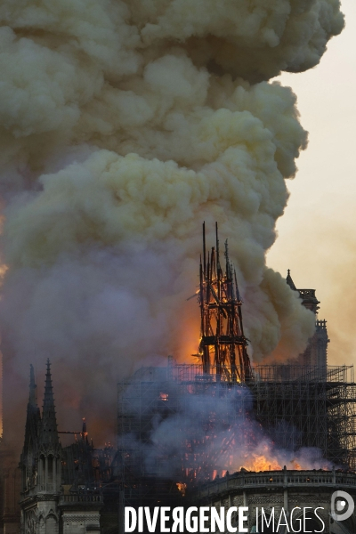 La cathédrale Notre-Dame en feu