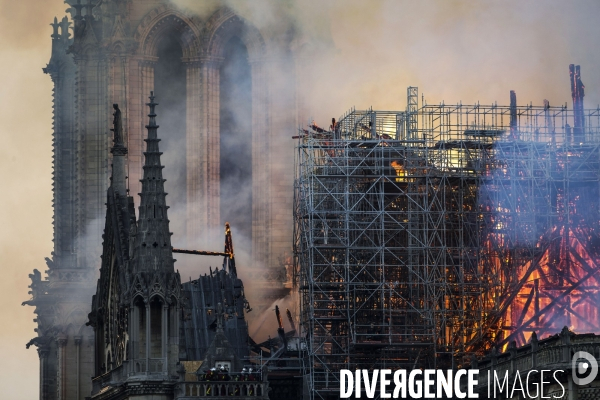 La cathédrale Notre-Dame en feu