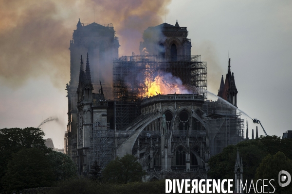 La cathédrale Notre-Dame en feu