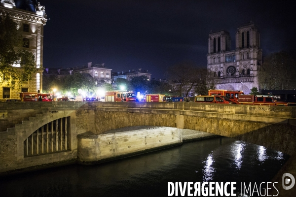 La cathédrale Notre-Dame en feu