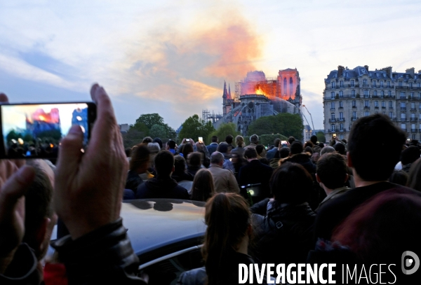 La cathédrale Notre-Dame de Paris en feu