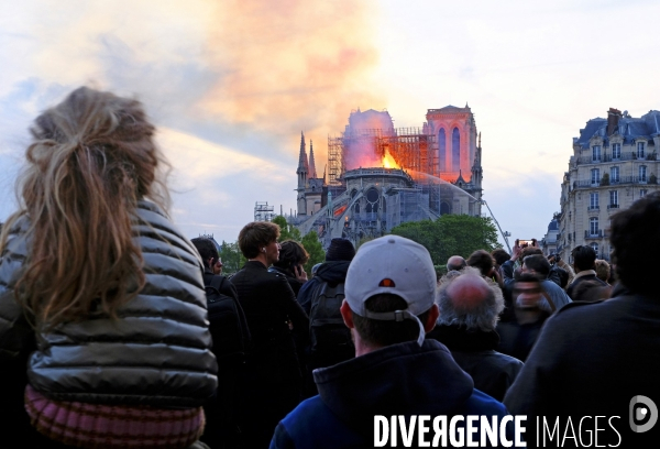 La cathédrale Notre-Dame de Paris en feu