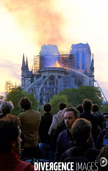 La cathédrale Notre-Dame de Paris en feu