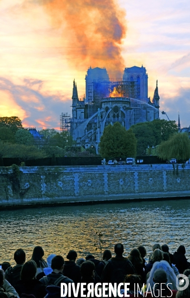 La cathédrale Notre-Dame de Paris en feu