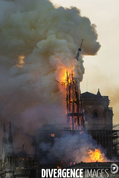 La cathédrale Notre-Dame en feu