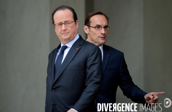 François Hollande  avec Frédéric Billet le chef du protocole à l elysée