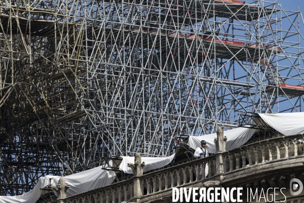 Les travaux sur la cathédrale Notre-Dame de Paris après l incendie