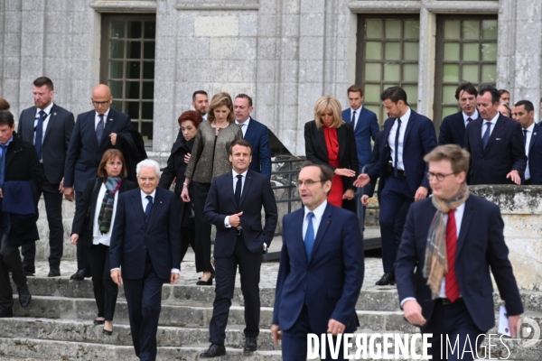 Emmanuel Macron et Sergio Mattarella,président de la République italienne  à Chambord