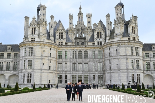 Emmanuel Macron et Sergio Mattarella,président de la République italienne  à Chambord
