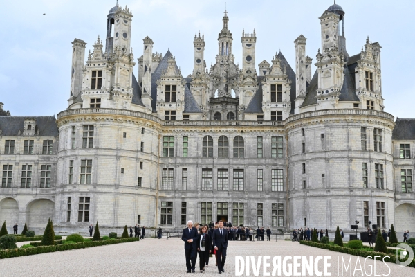 Emmanuel Macron et Sergio Mattarella,président de la République italienne  à Chambord