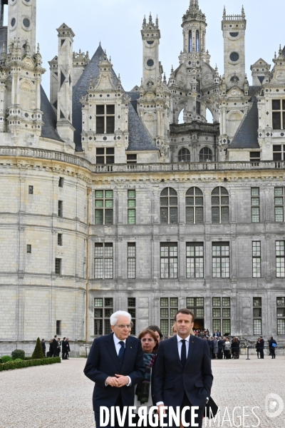 Emmanuel Macron et Sergio Mattarella,président de la République italienne  à Chambord