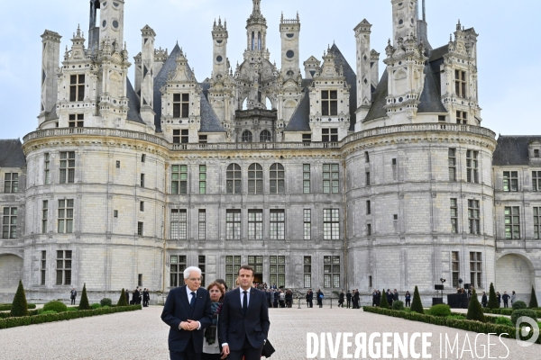 Emmanuel Macron et Sergio Mattarella,président de la République italienne  à Chambord
