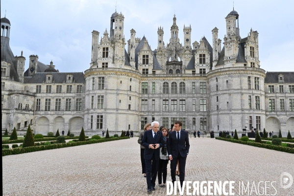 Emmanuel Macron et Sergio Mattarella,président de la République italienne  à Chambord