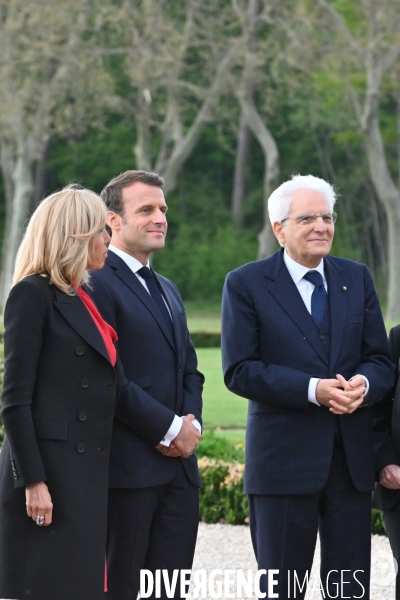Emmanuel Macron et Sergio Mattarella,président de la République italienne  à Chambord