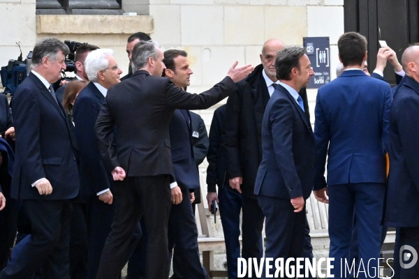Emmanuel Macron et Sergio Mattarella,président de la République italienne  à Chambord