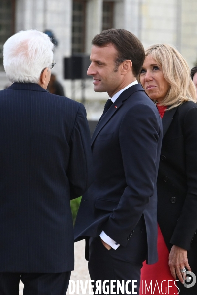 Emmanuel Macron et Sergio Mattarella,président de la République italienne  à Chambord
