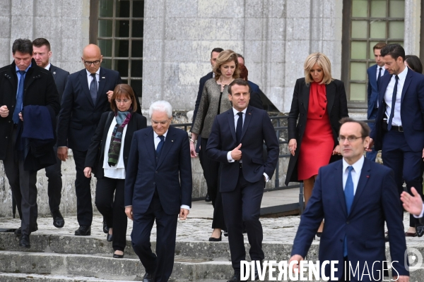 Emmanuel Macron et Sergio Mattarella,président de la République italienne  à Chambord