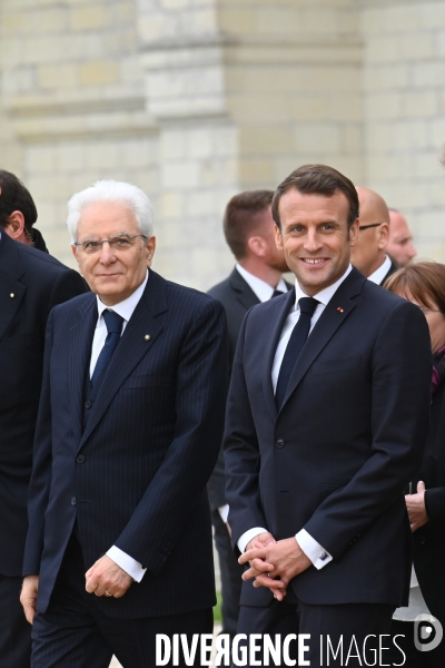 Emmanuel Macron et Sergio Mattarella,président de la République italienne  à Chambord