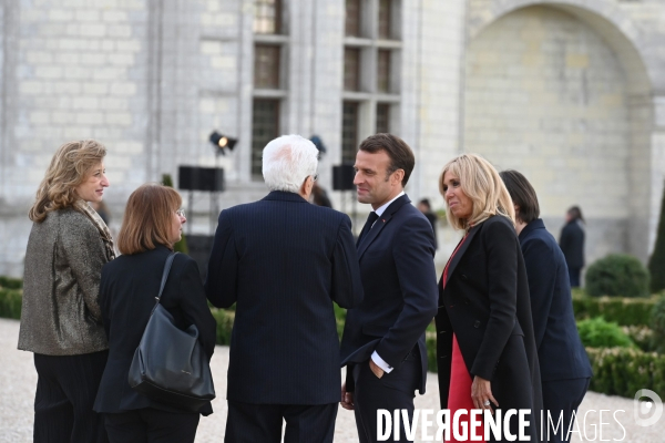 Emmanuel Macron et Sergio Mattarella,président de la République italienne  à Chambord