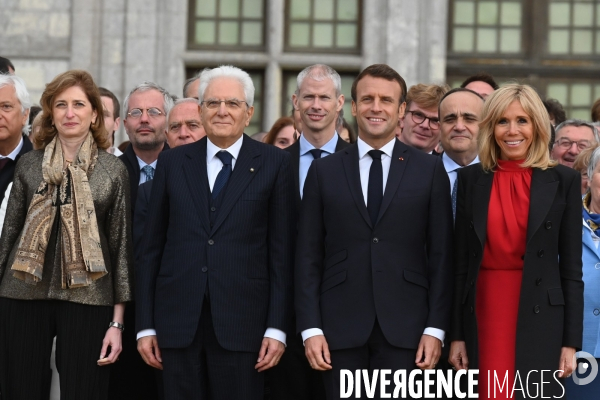 Emmanuel Macron et Sergio Mattarella,président de la République italienne  à Chambord