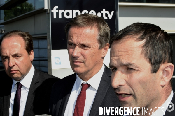 Conference de presse commune de benoit hamon nicolas dupont aignan et jean christophe lagarde