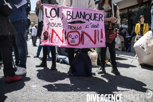 Rassemblement face au sénat contre la loi Blanquer