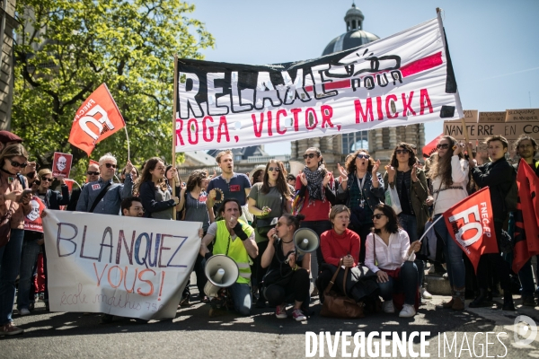 Rassemblement face au sénat contre la loi Blanquer