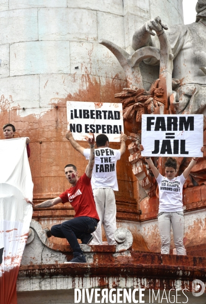 Action Boucherie Abolition, des militants animalists dénoncent l exploitation des animaux. Animals rights.