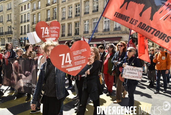 Marche L214 pour la fermeture des abattoirs 2019. Walk to the closure of slaughterhouses.