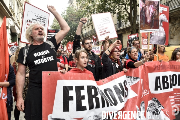 Marche L214 pour la fermeture des abattoirs 2019. Walk to the closure of slaughterhouses.